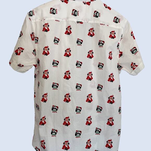 NWT Denim & Flower Santa Gamer Button Down Short Sleeve Christmas Shirt Size M - Picture 2 of 13